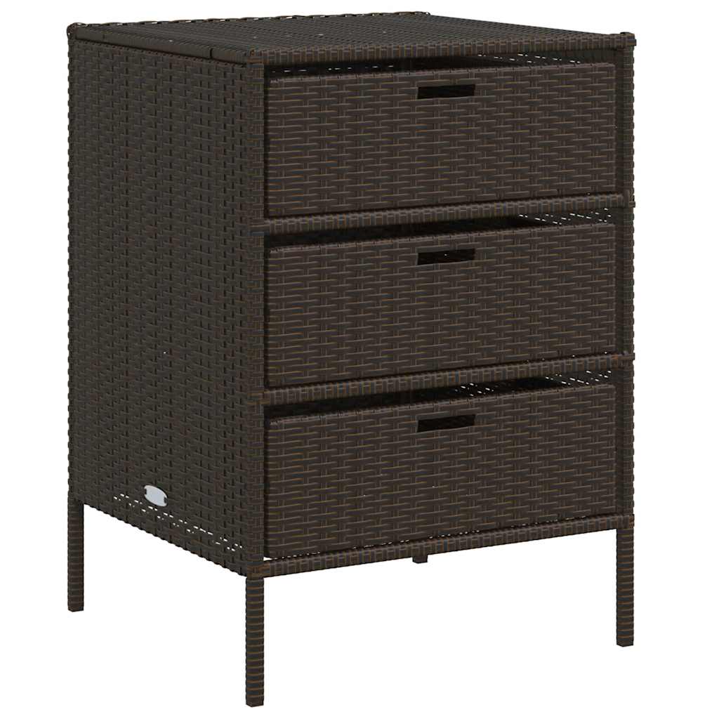 Garden Storage Cabinet Brown 55x59x80 cm Poly Rattan